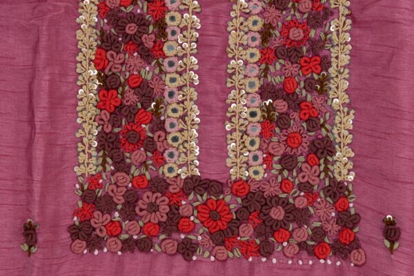 Adrika Multicoloured Thread Embroidered Onion Purple Dola Silk Unstitched Kurta Set