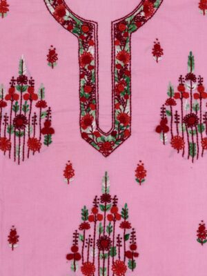 Elegant Adrika red Thread Hand Embroidered pink Cotton Kurta Set