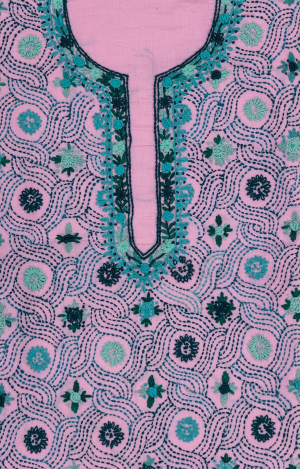 Stylish Adrika blue Embroidered pink Cotton Kurta Set