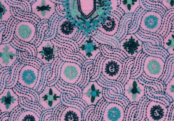Adrika Traditional blue Thread Embroidered pink Cotton Kurta Set