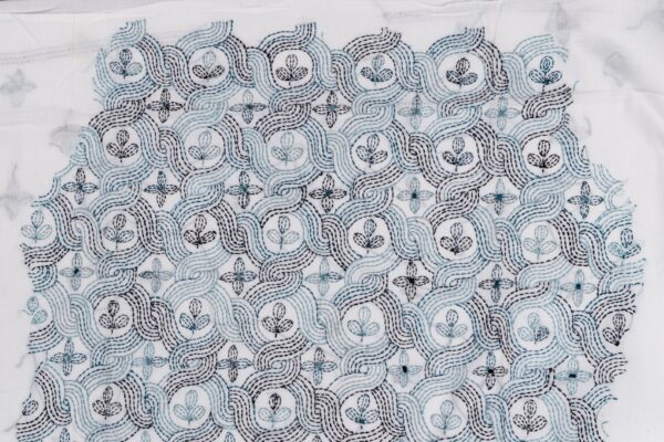 Adrika blue Embroidered with White Cotton Kurta Set