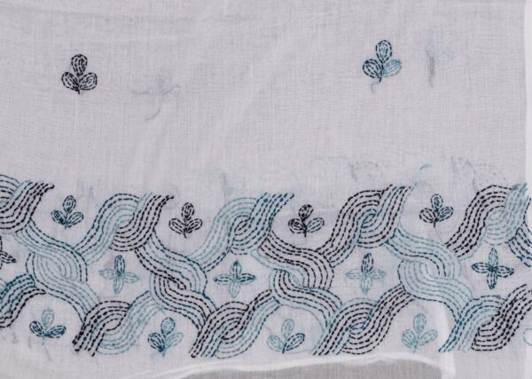 Stylish Adrika blue Embroidered White Cotton Kurta Set