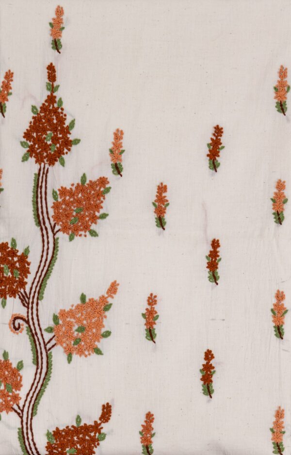 Hand Embroidered Off White Kora Cotton Kurta Set by Adrika