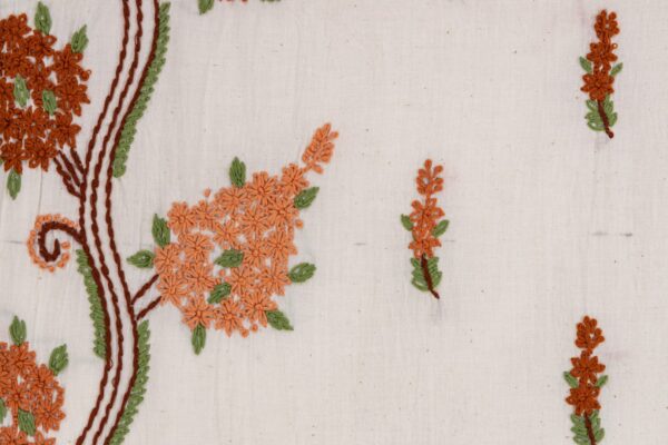 Adrika Off White Kora Cotton Unstitched Kurta Set with Vibrant Embroidery