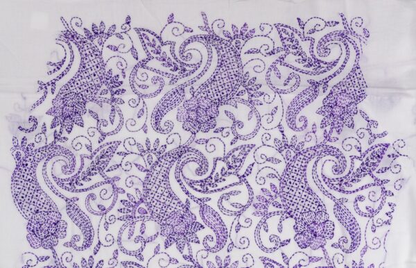 Adrika Purple Thread Embroidered White Cotton Unstitched Kurta Set