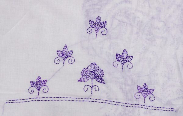 Adrika White Cotton Kurta Featuring Purple Hand Embroidery
