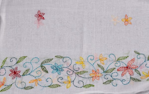 Hand Embroidered White Cotton Kurta Set