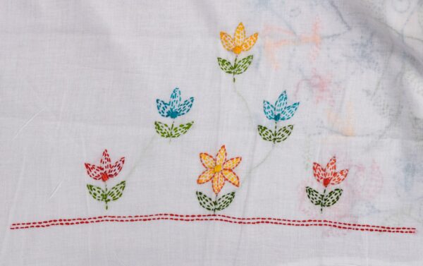 Artistic multicolor Hand Embroidered White Kurta Set
