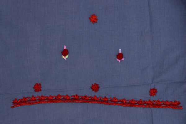 Adrika Multicoloured Thread Embroidered Grey Cotton Unstitched Kurta Set