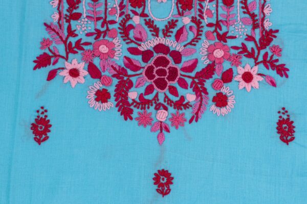 Traditional Adrika Multicoloured Embroidered Turquoise Blue Cotton Kurta Set