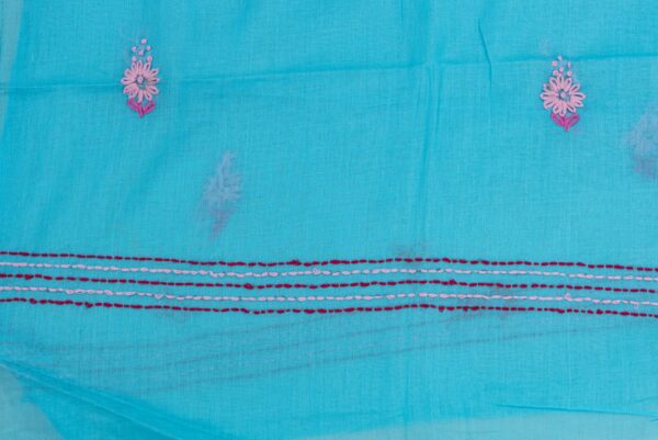 Luxurious Adrika Turquoise Blue Cotton Kurta Set with Colourful Embroidery