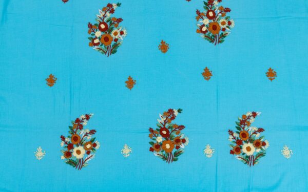 Elegant Adrika Turquoise Blue Cotton Kurta Set with Multicoloured Embroidery