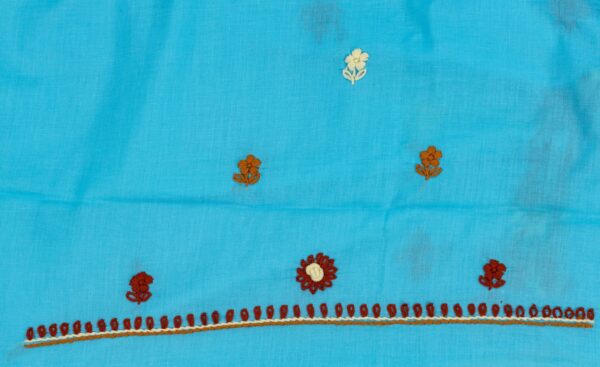 Adrika Turquoise Blue Cotton Kurta Featuring Multicoloured Hand Embroidery