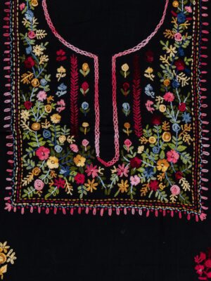 Adrika Hand Embroidered Black Cotton Kurta Set with Multicoloured Threads
