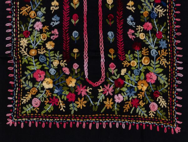 Luxurious Adrika Black Cotton Kurta Set with Colourful Thread Embroidery