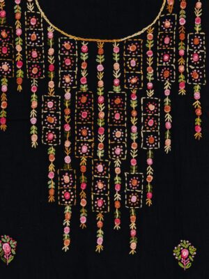 Adrika Black Cotton Kurta Set with Vibrant Hand Embroidery