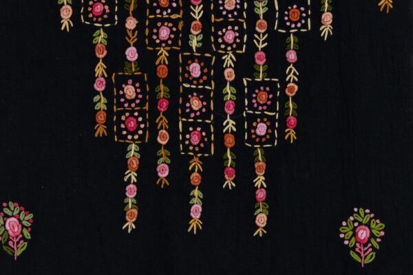 Elegant Adrika Black Cotton 3 Piece Kurta Set with Multicoloured Embroidery