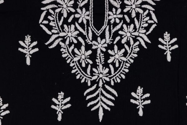 Adrika Hand Embroidered Cotton Kurta Set in Black and White