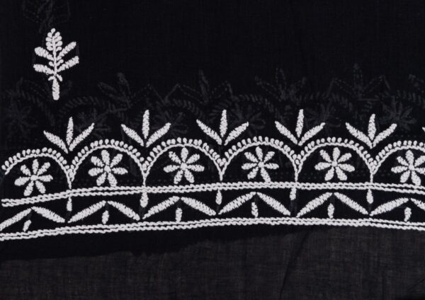 Traditional Adrika White Thread Embroidered Black Cotton Kurta Set