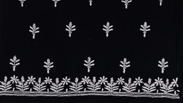Luxurious Adrika Black Cotton Kurta Set with White Thread Embroidery