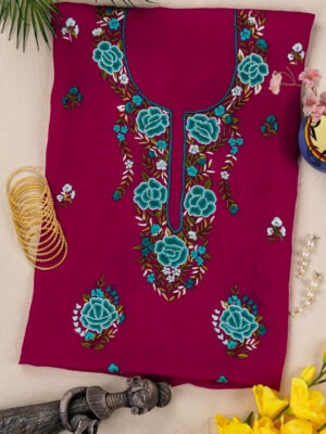 unstitched Georgette kurta with floral hand embroidery