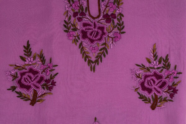 Hand Embroidered Georgette Unstitched Kurta in pastel shades