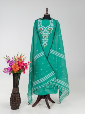 Handwoven Dhakai Jamdani Cotton Muslin Kurti & Dupatta Set by Adrika