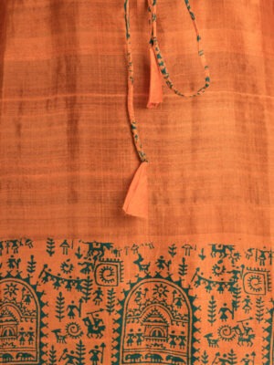 Hand Block Printed Murshidabad Silk Kaftan by Adrika