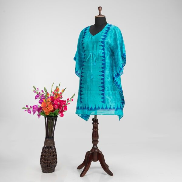 Pure Handloom Murshidabad Silk Kaftan with Elegant Hand Block Printing