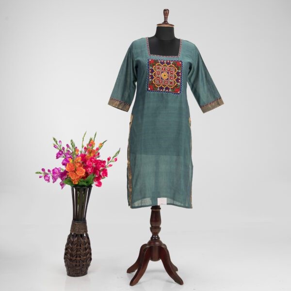 Adrika's Artisan Hand Embroidered Mangalgiri Cotton Kurti