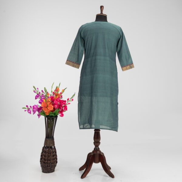 Hand Embroidered Mangalgiri Cotton Kurti in Traditional Style by Adrika