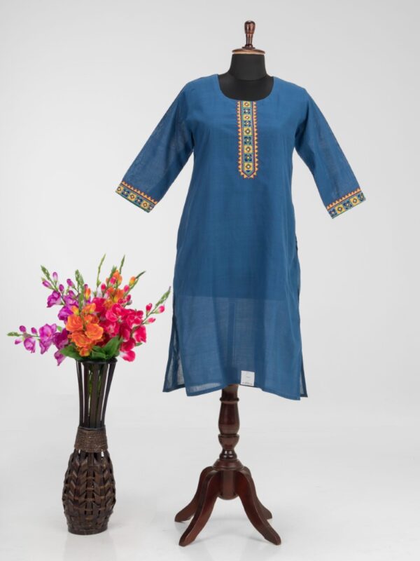 Adrika’s Designer Khadi Cotton Kurti with Hand Embroidery