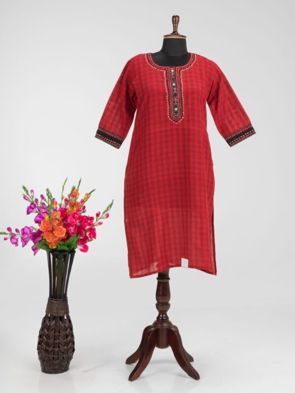 Adrika’s Designer Khadi Cotton Hand Embroidered Kurti