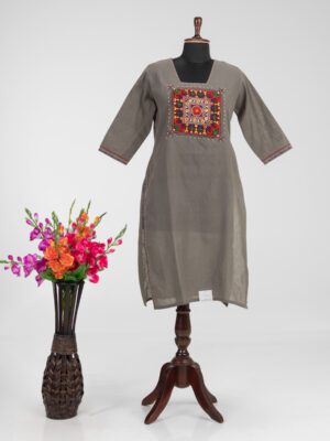 Adrika’s Designer Khadi Cotton Kurti with Hand Embroidery