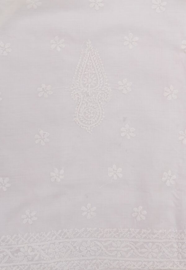 Luxurious Adrika Lucknow Chikankari Offwhite Cotton Hand Embroidered 3-Piece Kurti Set