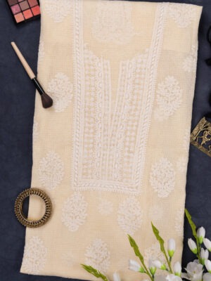 Hand-embroidered Chikankari Kota kurta fabric