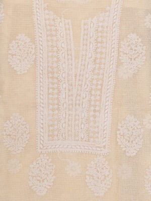 Hand-embroidered Chikankari Kota kurta fabric by Adrika