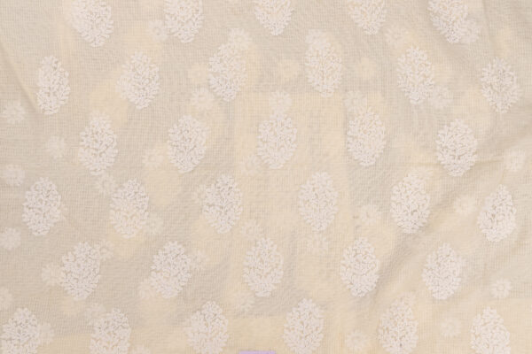 Hand-embroidered Chikankari cotton Kota kurta fabric by Adrika