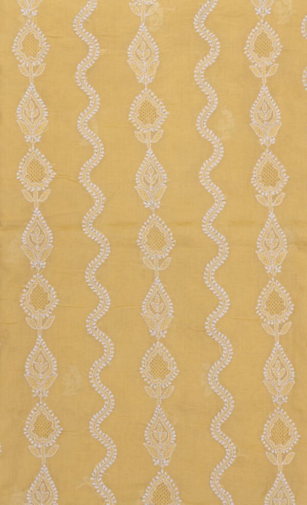 Beautiful Lucknow Chikankari Macaroon Yellow Cotton Unstitched Kurti by Adrika