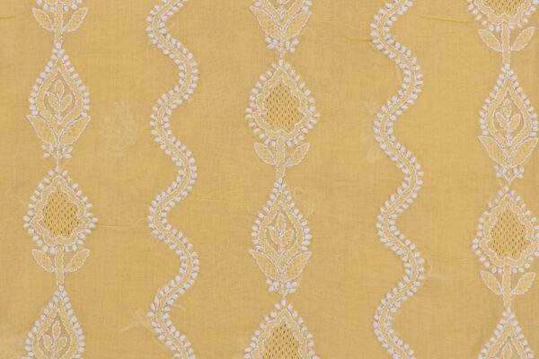 Exquisite Lucknow Chikankari Macaroon Yellow Cotton Unstitched Kurti by Adrik