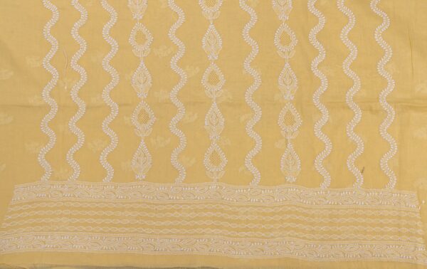 Handcrafted Lucknow Chikankari Macaroon Yellow Cotton Unstitched Kurti by Adrika