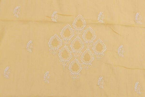 Traditional Lucknow Chikankari Macaroon Yellow Cotton Unstitched Kurti by Adrika