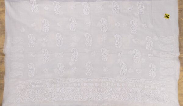 Adrika's luxurious Lucknow Chikankari Off White Mangalgiri Cotton Unstitched 2-Piece Kurti Set with intricate detailing"