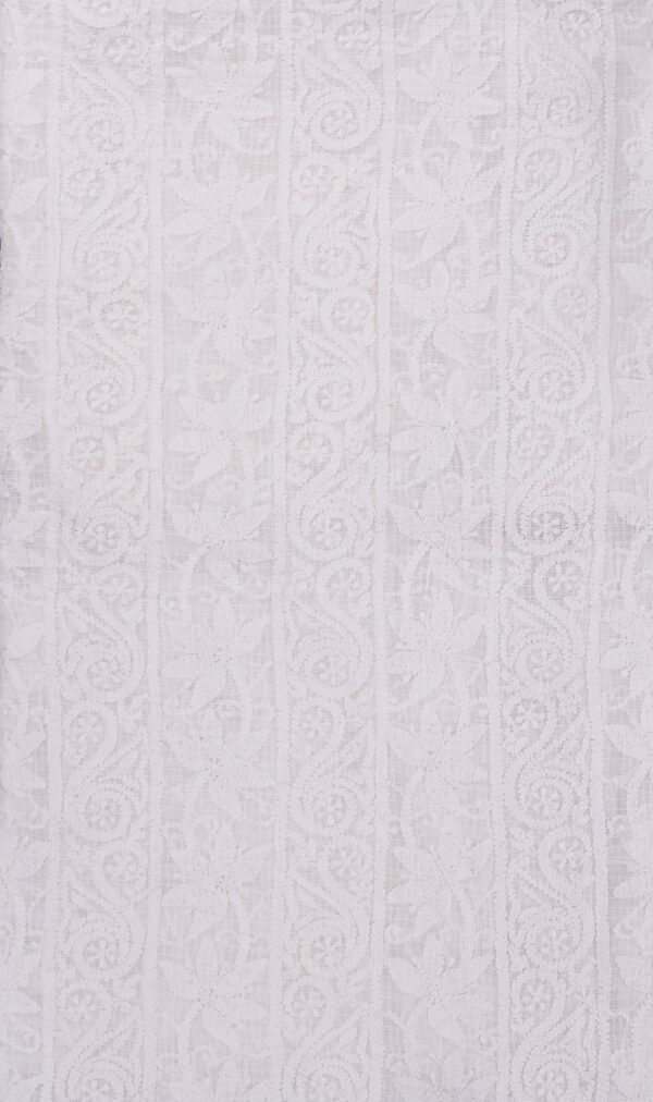 Elegant Lucknow Chikankari White Kota Cotton Unstitched Kurti by Adrika