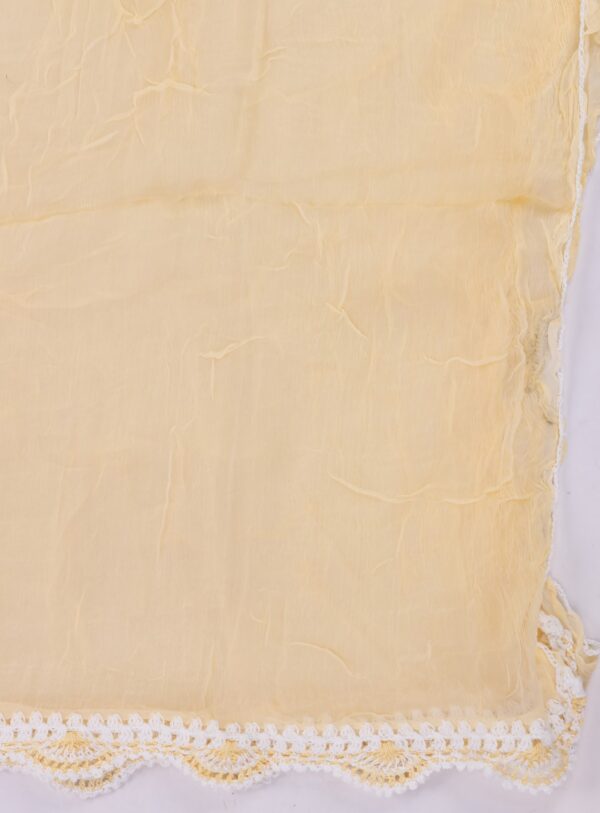 Handcrafted Lucknow Chikankari Lemon Yellow Cotton Unstitched 3-Piece Kurti Set by Adrika