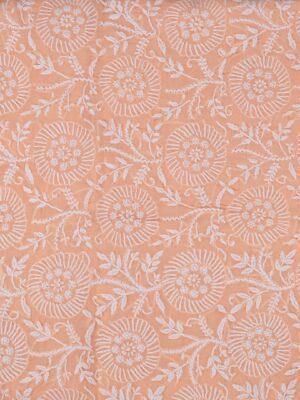 Hand-embroidered premium Lucknow Chikankari Peach Cotton Unstitched 3-Piece Kurti Set by Adrika