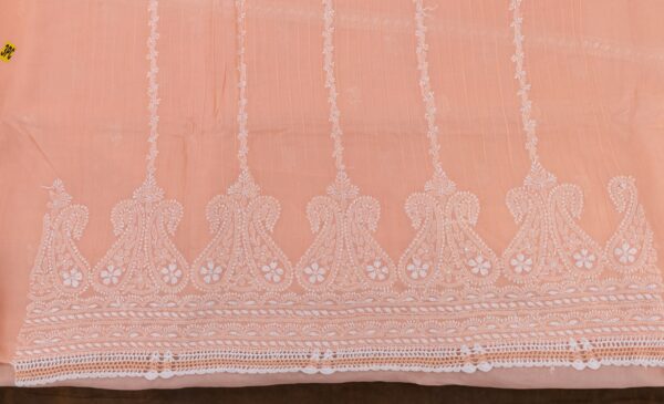 Exquisite Lucknow Chikankari Peach Cotton Unstitched 3-Piece Kurti Set by Adrika