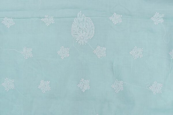 Elegant Lucknow Chikankari Fern Green Cotton Unstitched 3-Piece Kurti Set by Adrika