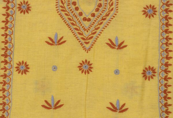 Hand-embroidered Lucknow Chikankari Chanderi Cotton Unstitched 2-Piece Kurti Set by Adrika