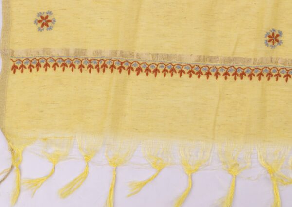Handcrafted Lucknow Chikankari Chanderi Cotton Unstitched 2-Piece Kurti Set by Adrika